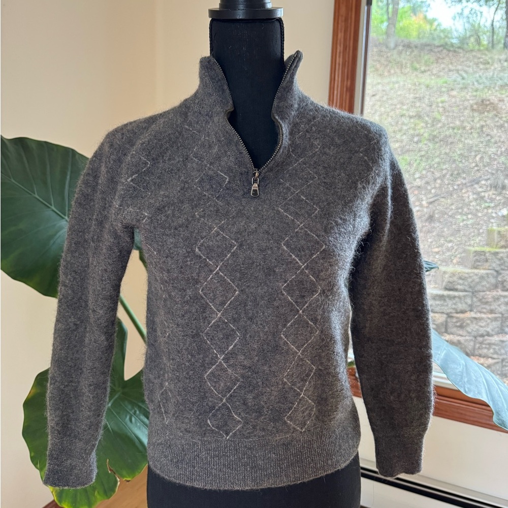 Baby Alpaca Joseph Abboud Charcoal Zip-Up Sweater